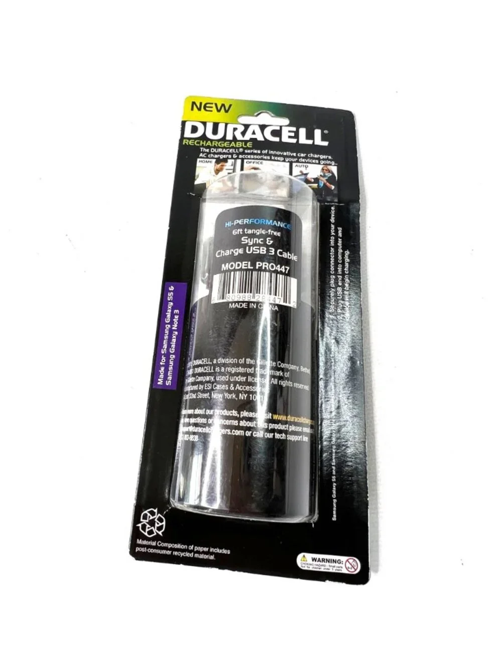 New Duracell PRO440 Micro USB Charge Sync Cable Samsung Galaxy S5 & Note 3